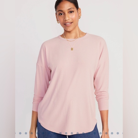 OLD NAVY Abalone Pink, Luxe Long-Sleeve Tunic T-Shirt (S) - Picture 6 of 10